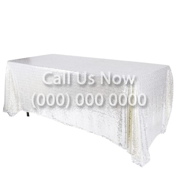 Silver Rectangular Sequin Tablecloth